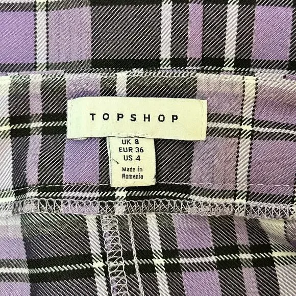 Topshop Lilac Plaid Mini Skirt EUC - Picture 8 of 9